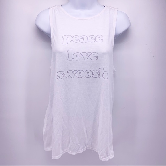 Nike Tops - Nike Dri-Fit Peace Love Swoosh White Tank Top Size XS